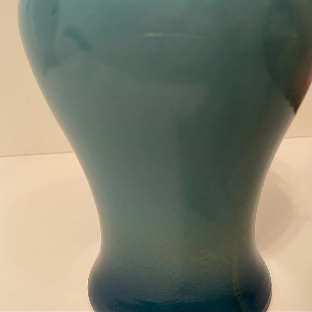 GARY L. WILSON VASE POTTERY BLUE AQUATIC TURTLE SEAHORSE OCEAN ART HOME DECOR